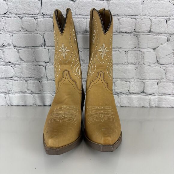 Sterling River Western Cowgirl Boots Women 11M Tan Mid Calf Rodeo Country Boho - Picture 2 of 14
